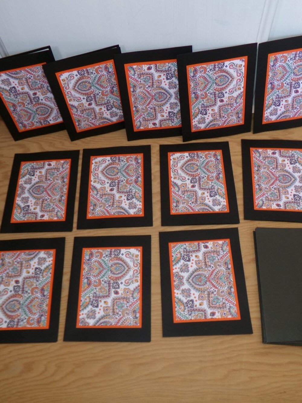 Set of 12 NWT Handmade Black Mandala Cards